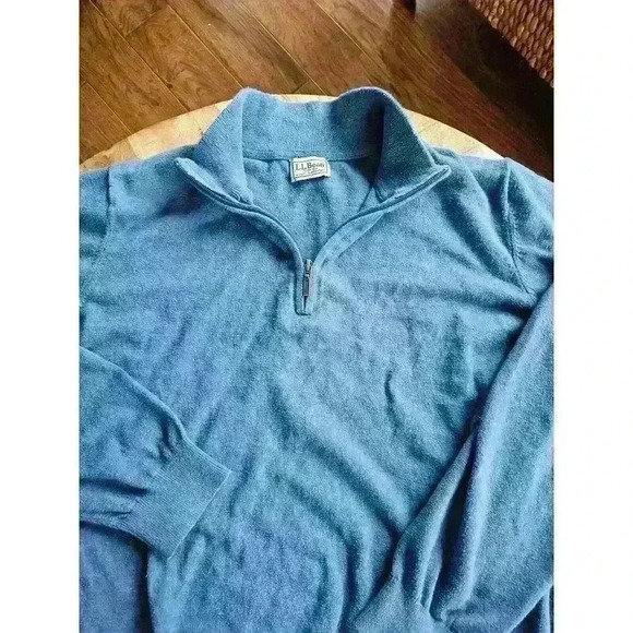 L.L Bean Sweater Men's XL Quarter Zip Blue - Picture 7 of 9